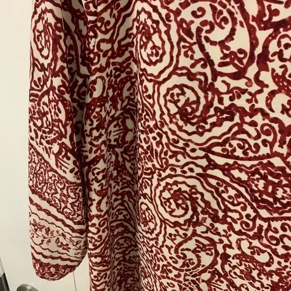 Skies Are‎ Blue Scroll Printed Dress Red Burgundy - Picture 3 of 4